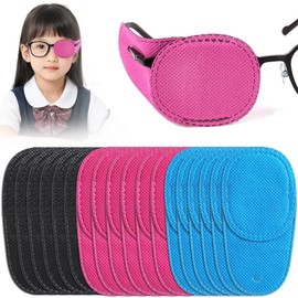 Eye Patch Glasses Set of 18 for Eyeglasses, Eyeglasses, Eye Patch, Glasses Cover, Comfortable, Lightweight, Secure to Eyeglasses, Eye Training, Amblyopia Correction, Vision Correction, Protective Eye Patch for Adults and Kids, 3 Colors, 2.0 x 4.1 inches (5 x 10.5 cm) (Suitable for Glasses Frames with Height of 1.5 inches (3.7 cm) or Smaller)