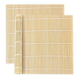 2 Pcs Sushi Mat, 9.5 x 9.5 Inch Natural Sushi Rolling Mat Sushi Making Tool for Home Sushi Making