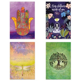 Tree-Free Greetings 16 Pack Blank All Occasion Assorted Notecards with Envelopes Eco Friendly Made in USA 100% Recycled Paper 4"x6" Mind Body Soul (FP54259) Multicolored