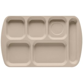 G.E.T. 6 Compartment School Cafeteria Tray, Right Handed, 10" x 15", Sandstone (12 Pack)