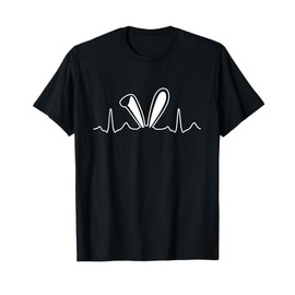 Cute Bunny Ears Rabbit Easter Sunday Egg Hunter Heartbeat T-Shirt