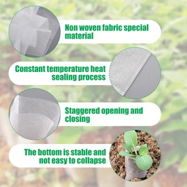 Pack of 500 Non-Woven Fabric Plant Bags, Biodegradation, Tomato Plant Bag, Plant Bag with Felt Fabric Handles, Plant Grow Bag for Tomatoes, Flowers, Plants and More - White - 8 x 10 cm