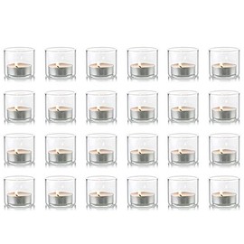 Nuptio Clear Glass LED TeaLight Holders, 1.8 inches x 1.57, inches Ideal Gift for Weddings, Party, Spa, Reiki, Meditation, Votive Candle Gardens
