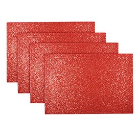 XSS Set Of 4 Place Mats Dinner Dining Table Placemats Tableware - Glitter Red