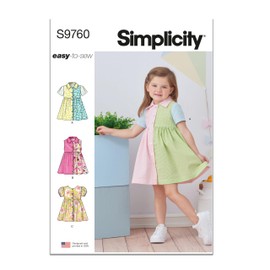 Simplicity Easy Toddlers' Button-Front Dress Sewing Pattern Packet, Code S9760, Sizes 1/2-1-2-3-4, Multicolor