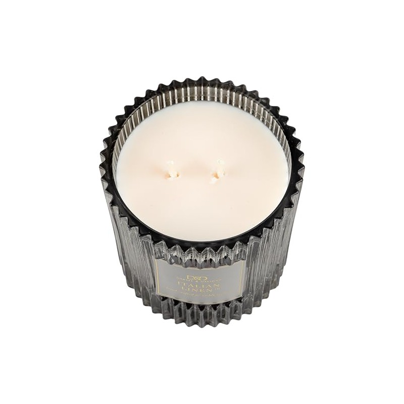 Darsee & David's, Italian Linen Ribbed Candle, 10 Ounces
