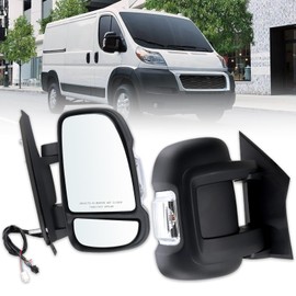 Lqito Right Passenger Side Door Mirror Compatible With 2014-2024 Ram Promaster 1500 2500 3500 With Power Glass Power Folding Turn signal Heated Black Replace#CH1321432 5VF00JXWAG(8+2Pins)