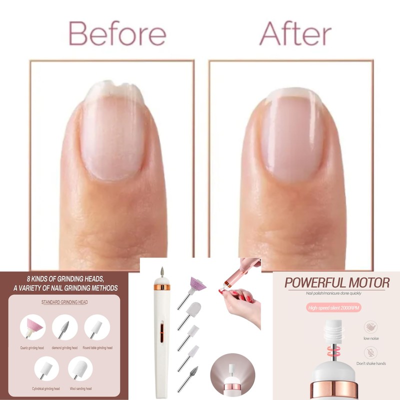 Pulidor de Uñas Recargable 5 en 1 con Luz LED
