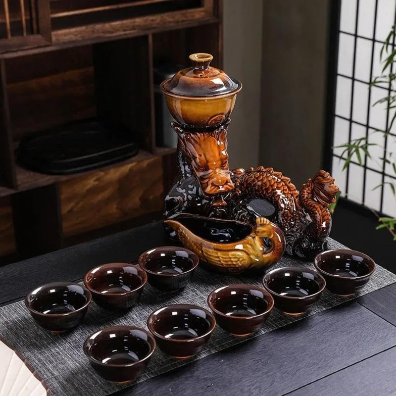 Ceramic Teapot with Infuser Semi Automatic Tea Set Magic Teapot