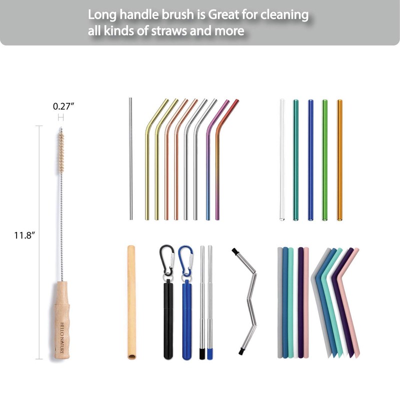 4Pcs Long Handle Bottle Cleaning Brush Set by HELLO NATURE,