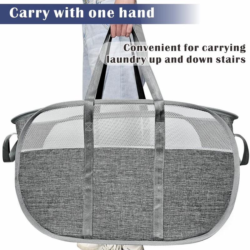 BOSNONA 2 Pack Large Collapsible Laundry Baskets 74L Pop Up