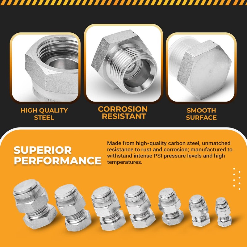 48 Pcs. BSPP Cap & Plug Assortment Hydraulic Adapter Fitting
