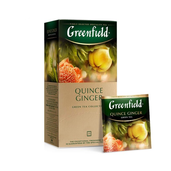 Greenfield Quince Ginger Green Tea Fruit & Herbal Collection 25 Teabags The Execptional Freshness Of Tea Is Guranteed By The Special Foil Sachet
