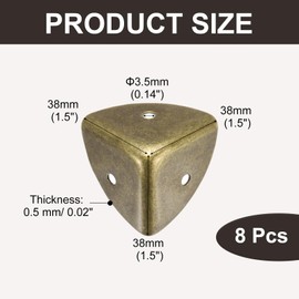 sourcing map 8PCS Metal Corner Protector 1.5 x 1.5 x 1.5 Inch Box Edge Guard Protector Zinc Alloy Cabinets Speaker Corners Protector for Furniture Decorative (Vintage Bronze Tone)