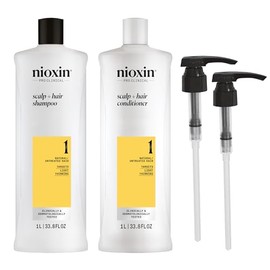 Nioxin Nioxin System 1 Shampoo & Conditioner Prepack, Natural Hair with Light Thinning, Pumps Included, 33.8 fl oz (Packaging May Vary)