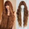 7JHH WIGS Long Loose Wavy Reddish Brown Highlight Blonde Wigs