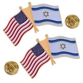 American Israel Friendship Flag Pin Lapel Waving US USA Israel Pins Bulk United States Israeli Patriotic Souvenir Pin,Bulk Pack of Pins for Hat, Tie, Clothes, Backpack (2 packs）