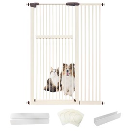 Lumizone Extra Tall Pet Gate 55.12" High Pressure Mounted 42.52"-46.64" Extra Wide (9 Sizes) 1.37" Gap for Cat Dog Stairs Doorway Hallway No Drilling Auto-Close (42.52"-46.64", Cream White)