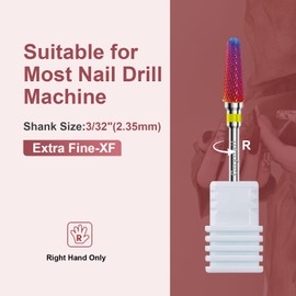 Cnynail 3/32" 2PCS Clean Cone Bits Extra Fine Grit Carbide Cuticle Cleaner Bit for Electric Nail Drills – Professional Manicure Tool for Nail Salons and Home Use (XF Grit. Purple)