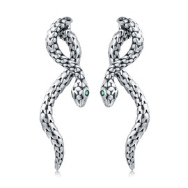 Animal Earrings for Womens 925 Sterling Silver Axolotl/Frog/Highland Cow/Snake Crawler Stud Earrings 3D Earrings Stuff Hypoallergenic (Snake)