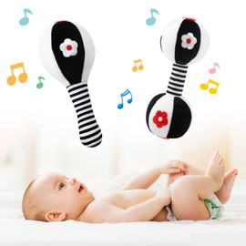 Ballery Rattling Toy, Baby Sensory Soft Rattle Toy, Newborn Hand Rattle Sets Black and White Baby Rattle Toy, Toddler Educational Toy for 0-12 Months