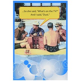 I Said Dust - Vintage Funny Fathers Day Greeting Card with Envelope (4.63 x 6.75 Inch) - Retro Pool Party, Happy Father's Day Card from Wife, Guys - Mens Club, Dad's Day Stationery Notecard 0197