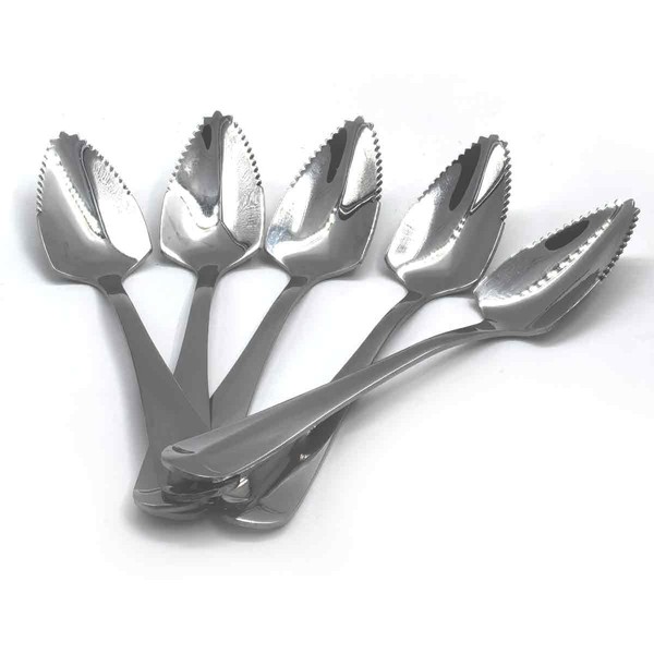 5Pcs Serrated Spoon, Stainless Steel Grapefruit Spoons, Serrated Edge and