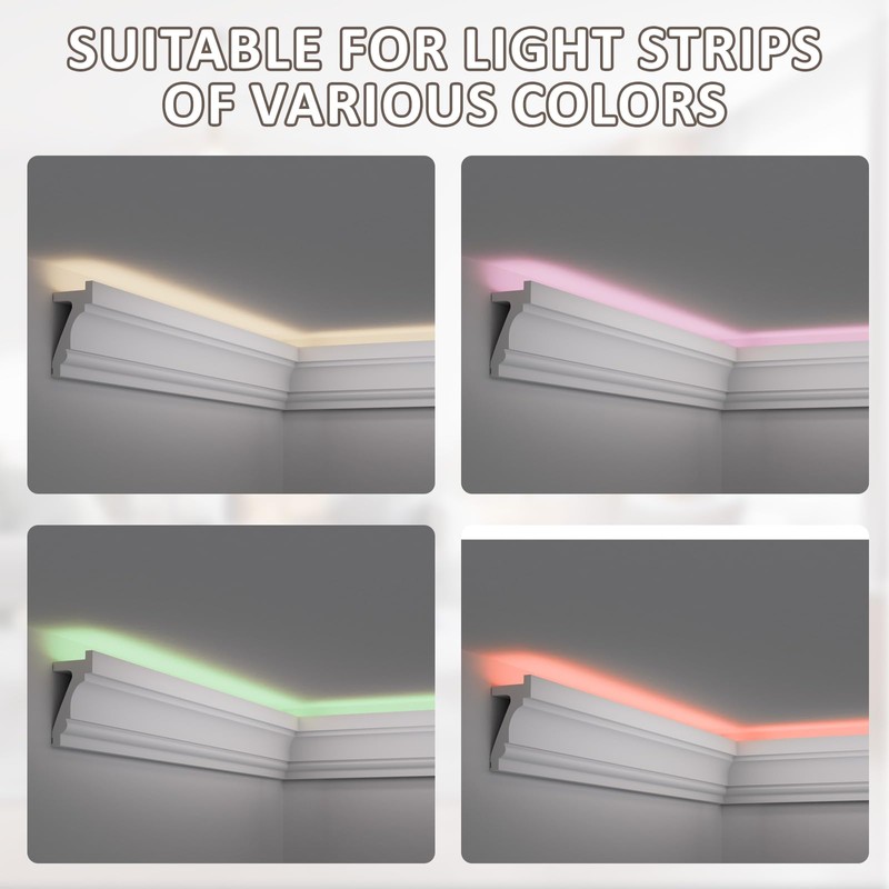 10 Pack 39.37"(Total 32.8 Ft) Ceiling Crown Molding with LED