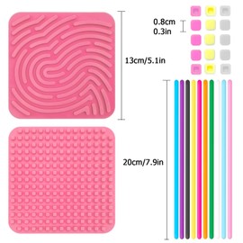 Sensory Activity Board Fidget Toys for Calming, Double Side Silicone Fidget Board Sensory Toys for Kids, Quiet Fidget Toys Sensory Board for Stress Relief, Calming, Focus, ADHD and Autism (Pink)