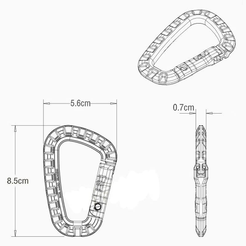 HOUSON 12PCS Plastic Carabiner, Tactical Carabiner D Shape Plastic Hook
