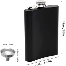 MEGAROOM Hip Flask Set – 8 Oz & 12 Oz Stainless Steel Hip Flask with 2 Pcs Funnels, Premium Alcohol Flasks for Men & Women,Leakproof Cap, Classic Matte Black Design, Perfect for Outdoor Activities