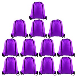 FEPITO 2/12/15 Pack Drawstring Backpack Bags Sack Cinch Bag String Backpack for Gym Traveling (12, Purple)