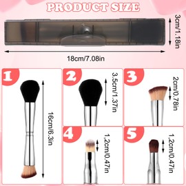Travel Makeup Brush Set 4 In 1 Makeup Brush With Case Dual Ended Mini Travel Size Makeup Brushes Foundation/Blush Brush Eyeshadow Brush Concealer Brush For Liquid Cream Powder Cosmetic Make Up