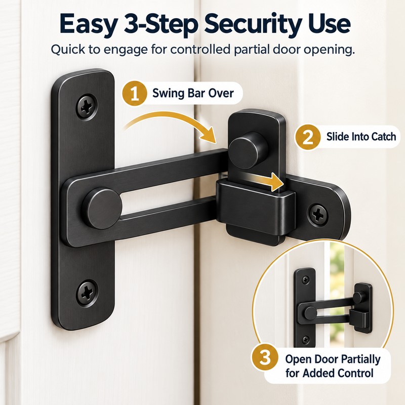 90-Degree Barn Door Latch for Right-Angle Doors – Stainless Steel