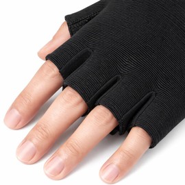 Alomejor Guantes de Poliéster con Medio Dedo, Guantes Transpirables para Niños con Correa Ajustable para Ciclismo, Montañismo, Senderismo