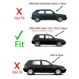 NAGD Fit 99-05 Volkswagen GTI Golf R32 2-Door Passenger Right Side Door Window Glass
