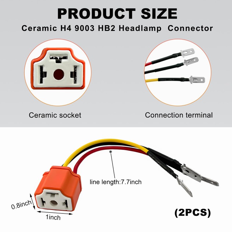 KVAEY 2 PCS H4 9003 HB2 Wiring Harness Headlight Socket,