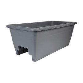 The HC Companies Deck Railing Planter Box w/Removable Drain Plugs - Lightweight & Weatherproof Plastic Flower Box - Balcony Planters for Railing and Fence (24”, Warm Gray)