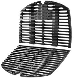 GGC 7645 7583 Grill Grates for Weber Q220 Q200 Q2000 Q2400 Q260 Gas Grills, 21.5" x 15.3" Cast Iron Cooking Grates for Weber 396000 396001 53060001, 2PCS Replacement Parts for Weber Baby Q