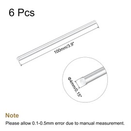 sourcing map 6 Pieces Solid Aluminum Round Rod 4mm Diameter 100mm Length Twist Bar Material for DIY