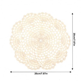 6 Pcs Beige Crochet Doilies 8 Inch Round Lace Doily Handmade Lace Placemats Cotton Crocheted Coasters Vintage Table Placemats Doilies Rustic Table Doilies Decors for Kitchen Dining Room Party Wedding