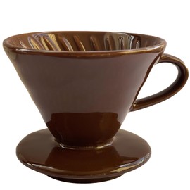 Pour Over Coffee Maker, Single Cup Coffee Dripper, Manual Porcelain Slow Brewing Accessories for Travel, Camping, Office, Home, Cafe, Coffee Gifts (Brown, Large,2-4Cups)