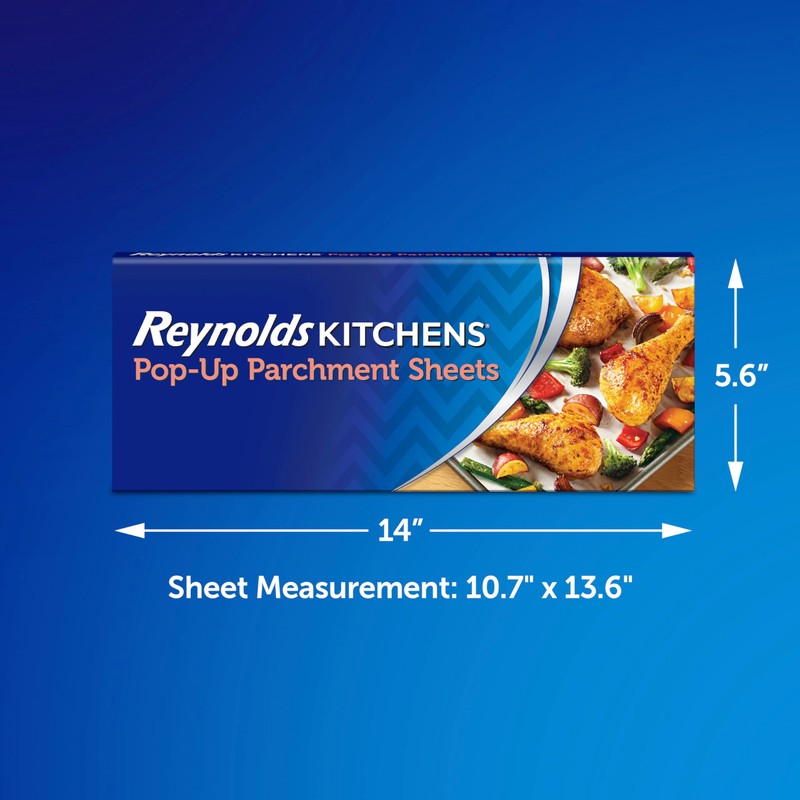 Reynolds Kitchens Pop-Up Parchment Paper Sheets, 10.7x13.75 Inch, 120 Sheets