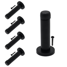 EAI Matt Black Mounted Doorstop - Pack of 5 | Decorative Wall, Door & Skirting Mount Door Stopper with Concealed Fixings | Reduces Noise & Prevents Damage to Walls & Door Handles