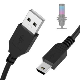 Arzweyk Mini USB Data Sync Charger Cable Cord Compatible with HyperX QuadCast USB Condenser Gaming Microphone, Blue Yeti Pro, Blue Snowball iCE USB Mic 5Ft