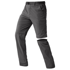 FREE SOLDIER Men's Outdoor Convertible Hiking Pants with Belt Lightweight Quick Dry Tactical Cargo Pants Nylon Spandex (Gray 38W/32L)
