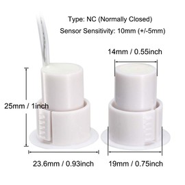 Magnetic Reed Switch RC-36 NC Recessed Wired Window Door Contact Sensor for Home Security and Burglar Alarm Systems 5 Pcs