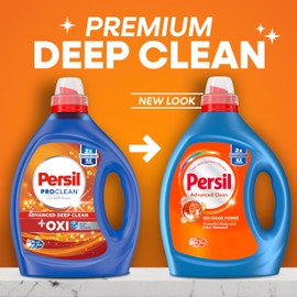 Persil Advanced Clean Oxi+Odor Power, Liquid Laundry Detergent, High Efficiency (HE), Deep Stain Removal, 2X Concentrated, 82.5 fl oz, 82 Loads