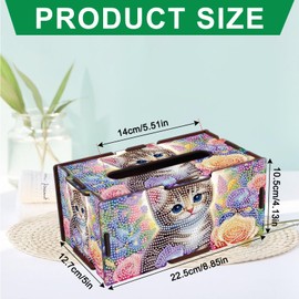 JZHYOAN 8.85x5x4.13 Inch Diamond Art Tissue Box for Family, Cat Special Pattern Cube Portable Office Mosaic DIY Diamond Desk Decorative Tissue Box,Living Room Bedroom Bathroom Paper Storage Holder
