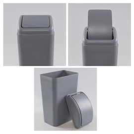 Joyeen 14 Liter Plastic Swing Lid Trash Can, Small Wate Can (Grey)